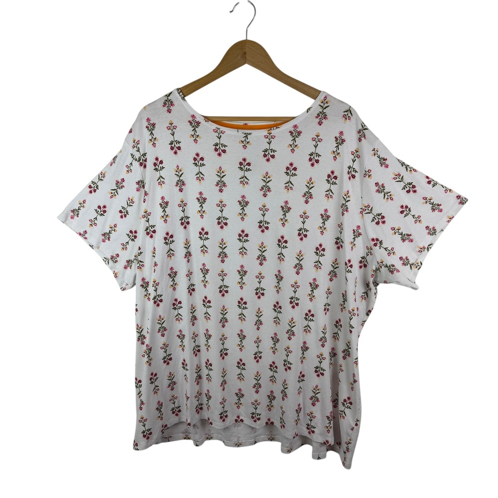 Croft & Barrow Floral Block Print Classic Tee Size 3X Stretch Botanical Casual